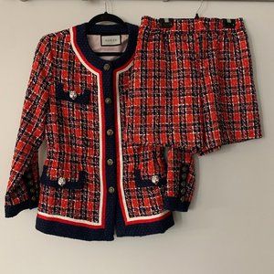Gucci Multicolor Check Tweed Jacket and Short Set